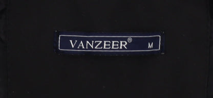 VANZEER Men's Black Bomber Jacket M Cotton Viscose Zip Casual