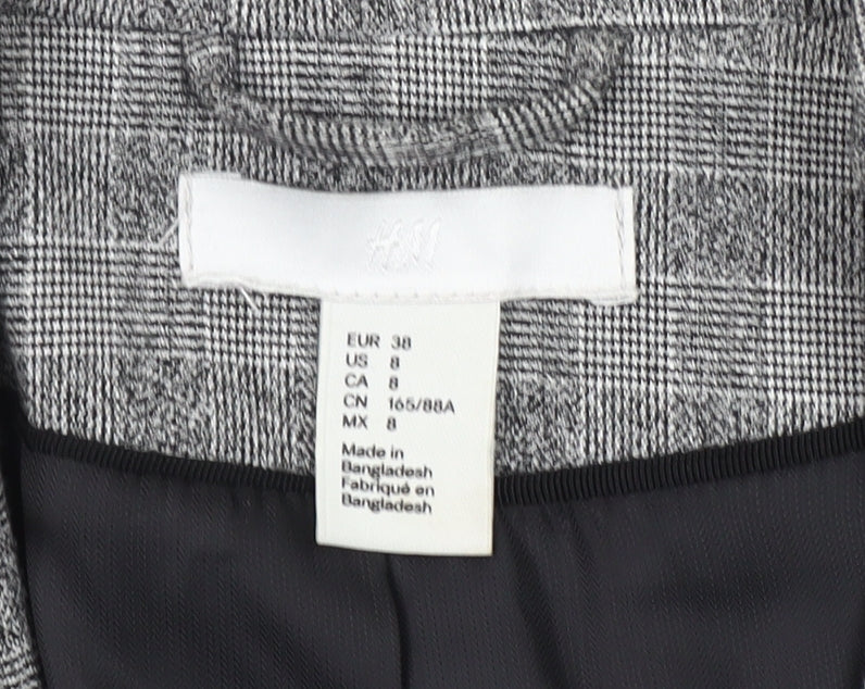 H&M Womens Grey Check Single-Breasted Blazer Size 10 Regular Fit