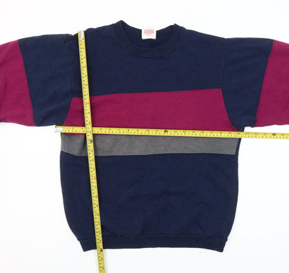 Hanes Womens Navy Colourblock Crew Neck Pullover Sweatshirt Medium