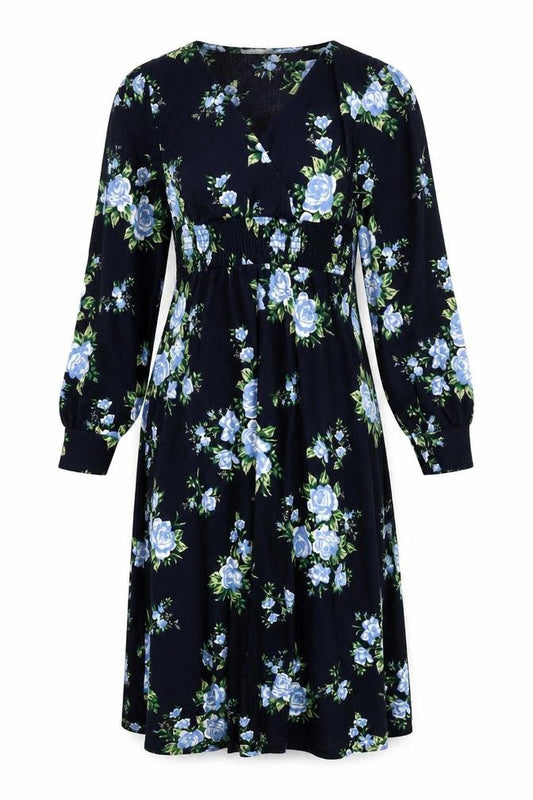 Dorothy Perkins Women Blue Floral Midi Wrap Dress Size 12