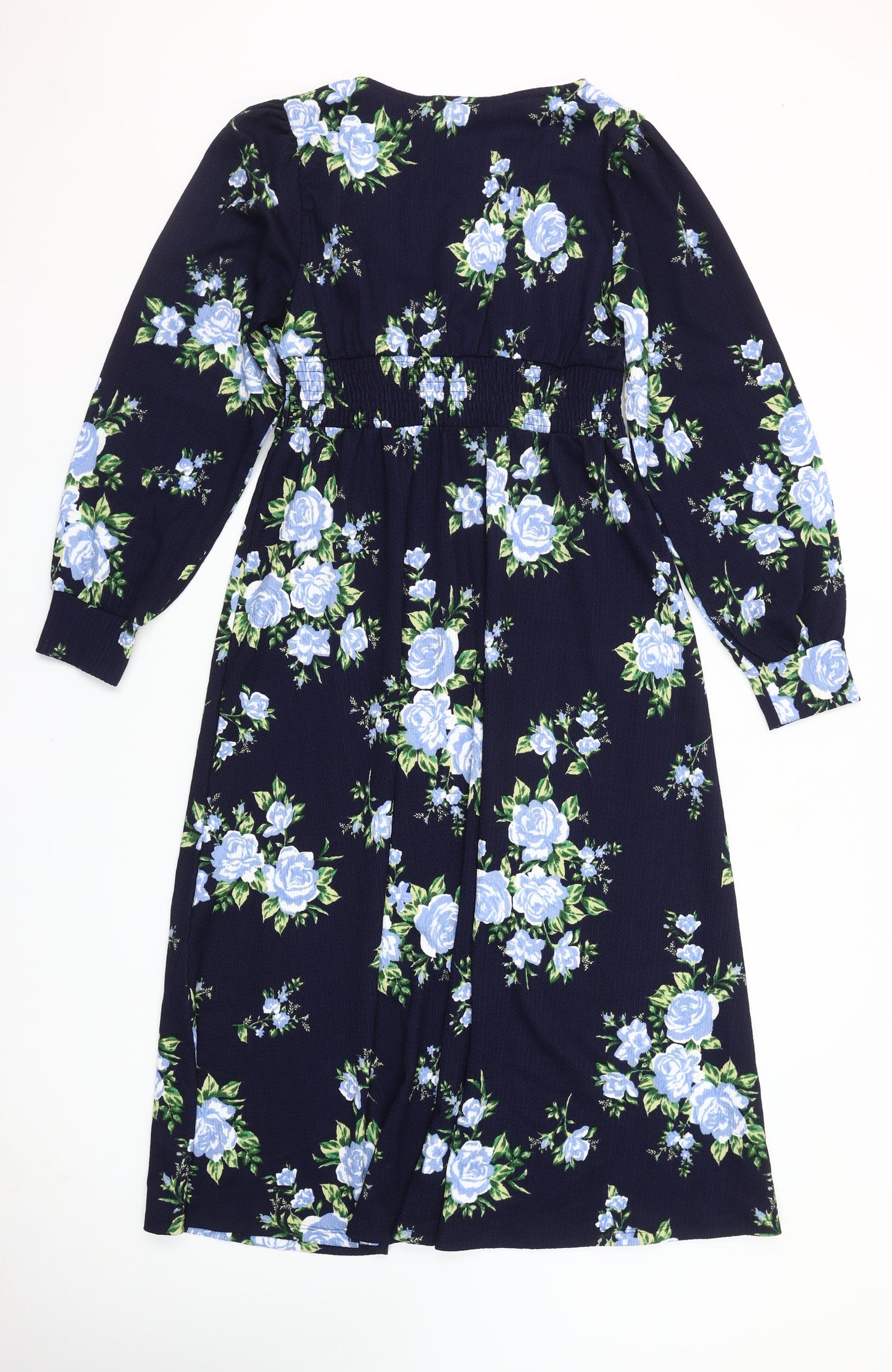 Dorothy Perkins Women Blue Floral Midi Wrap Dress Size 12