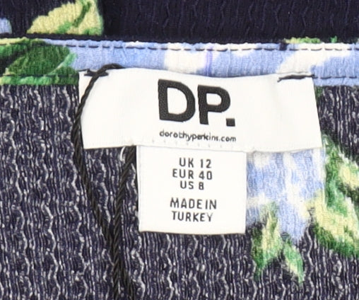 Dorothy Perkins Women Blue Floral Midi Wrap Dress Size 12