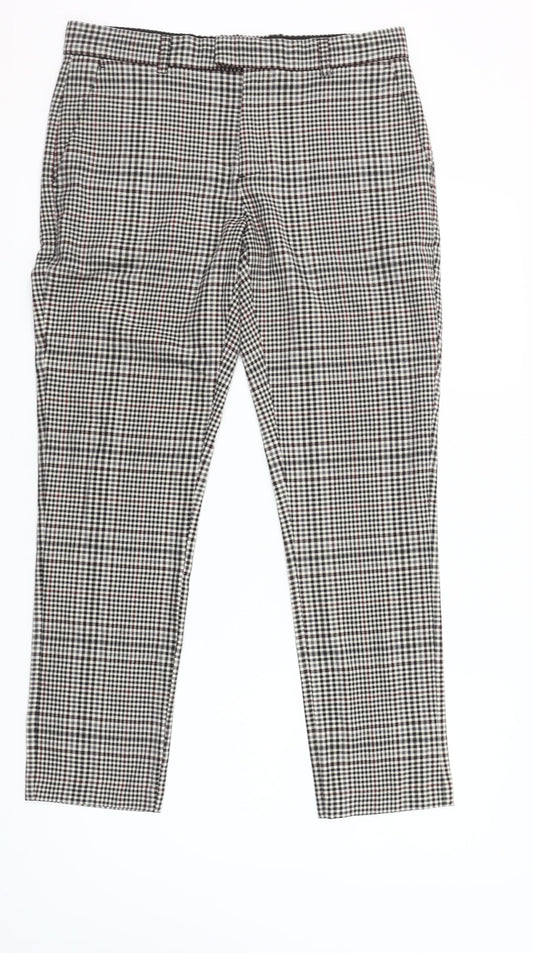 River Island Women's Black Check Tapered Trousers Size 30S