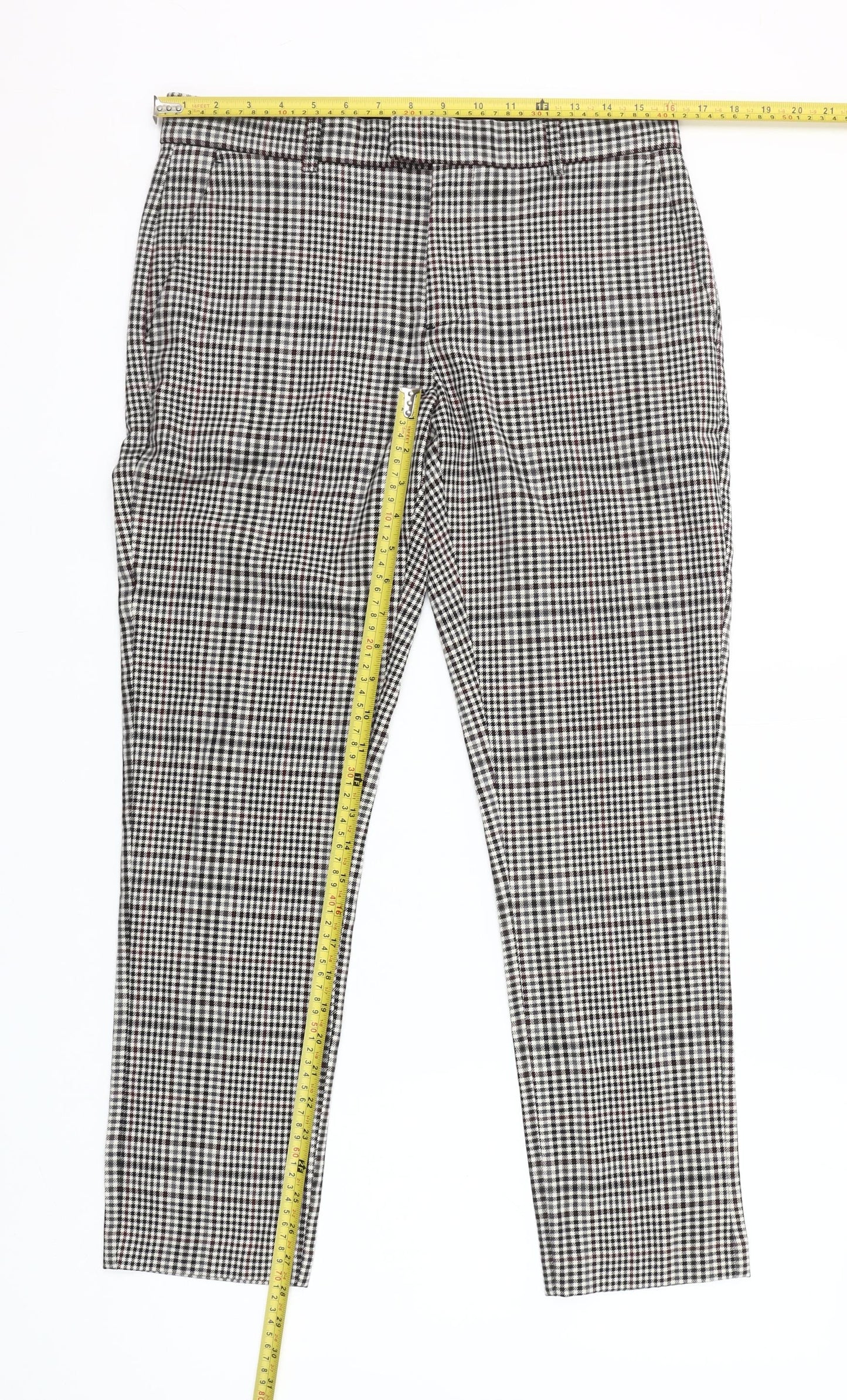River Island Women's Black Check Tapered Trousers Size 30S