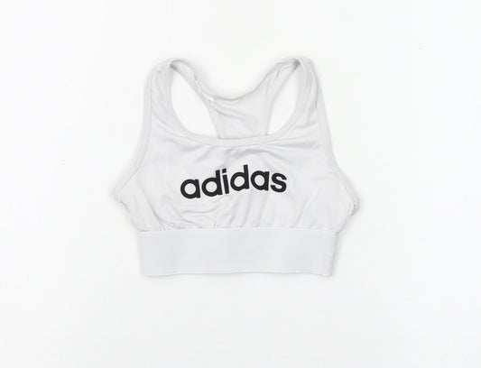 Adidas Girls White 7-8 Years Cropped Tank Sports Top