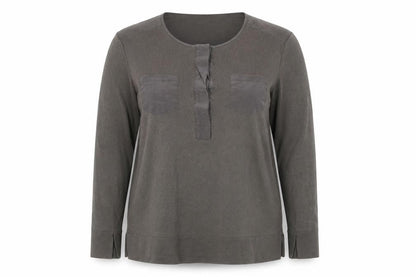 Gran Sasso Women Grey Wool Silk Henley Jumper Size 16
