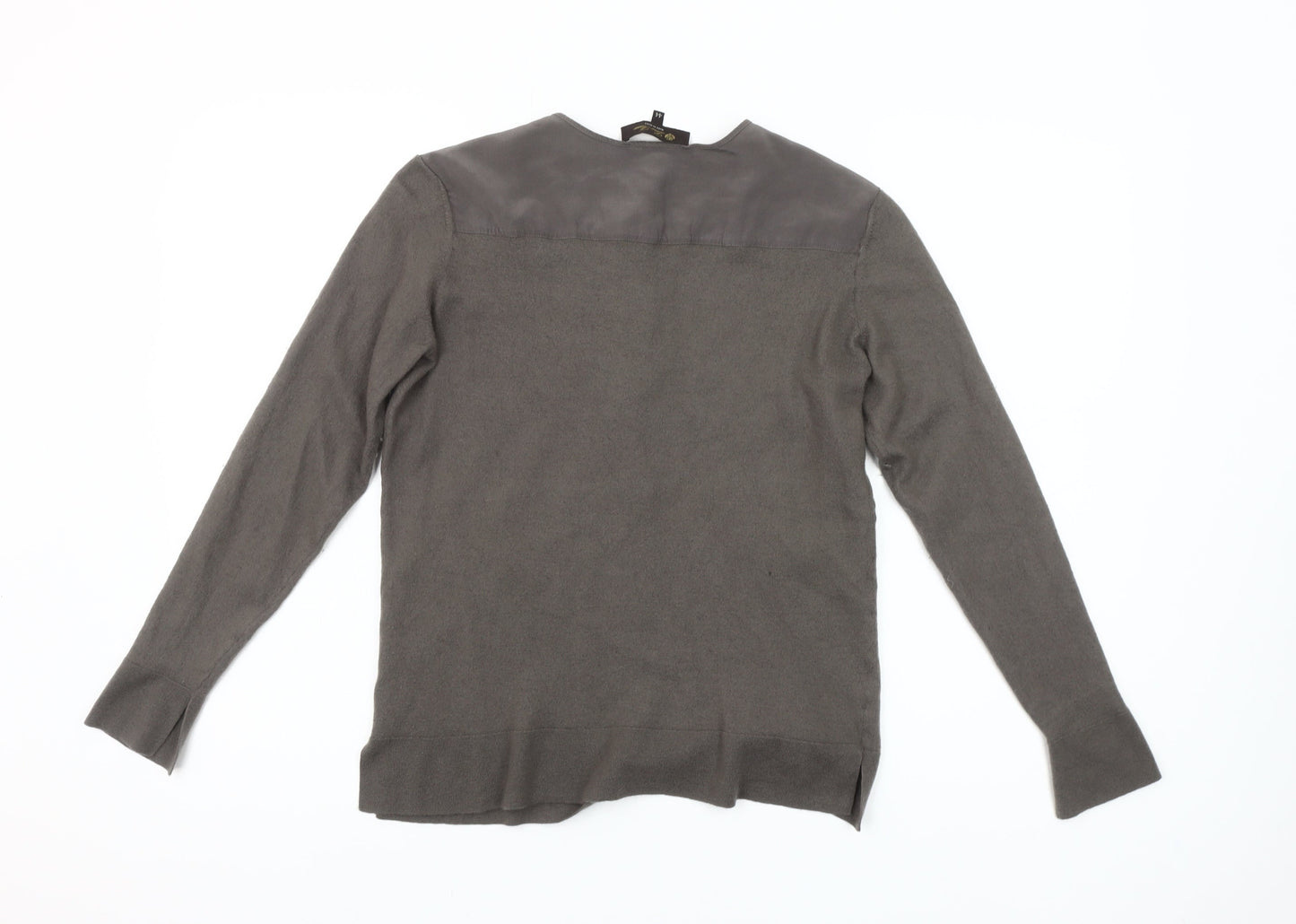 Gran Sasso Women Grey Wool Silk Henley Jumper Size 16