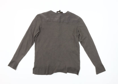 Gran Sasso Women Grey Wool Silk Henley Jumper Size 16