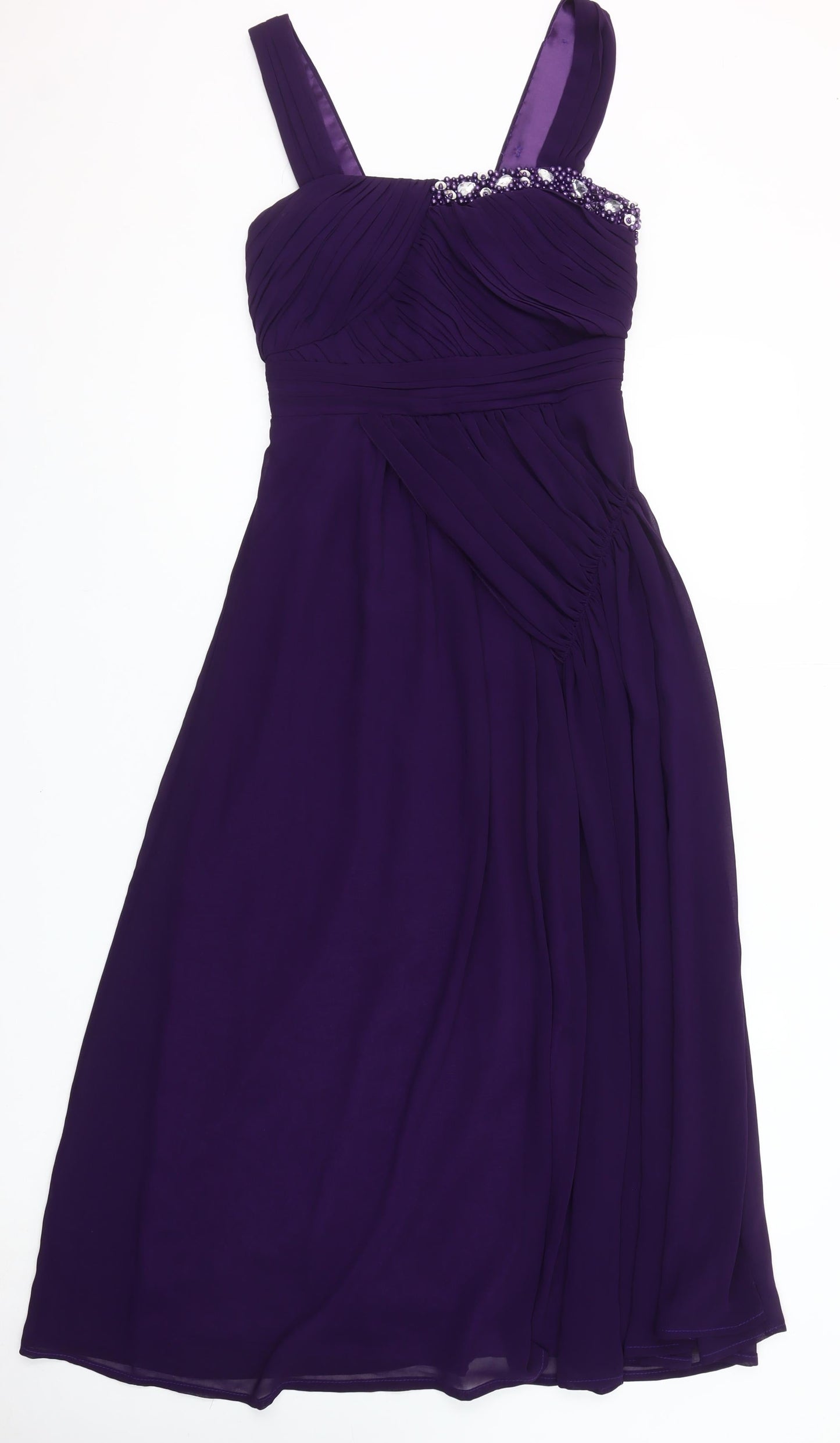 Max & Lola Milano Women Purple Beaded Chiffon Midi Dress Size 12
