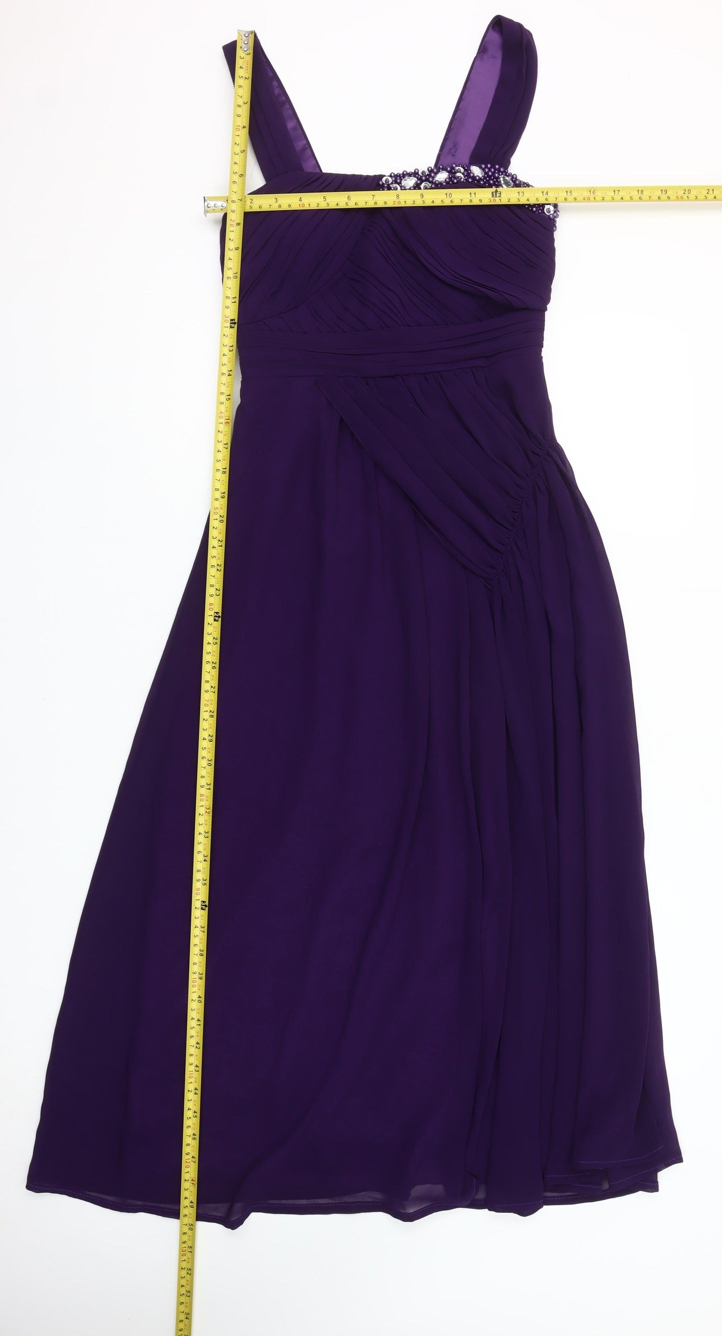 Max & Lola Milano Women Purple Beaded Chiffon Midi Dress Size 12