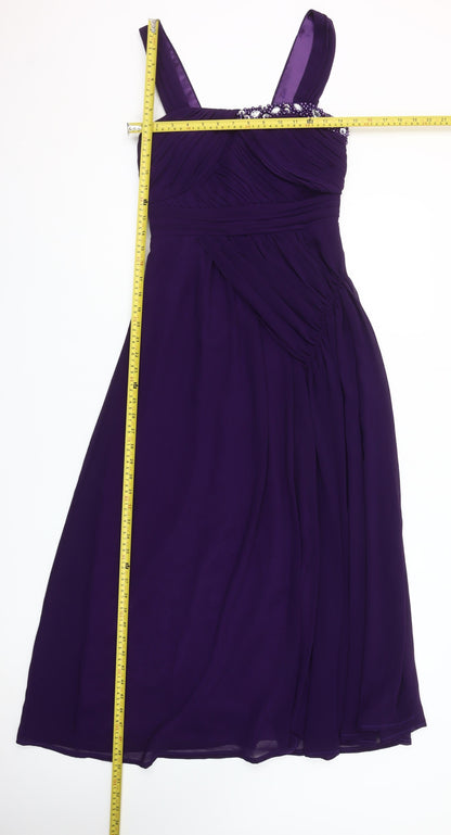 Max & Lola Milano Women Purple Beaded Chiffon Midi Dress Size 12