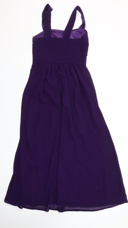 Max & Lola Milano Women Purple Beaded Chiffon Midi Dress Size 12