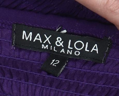 Max & Lola Milano Women Purple Beaded Chiffon Midi Dress Size 12