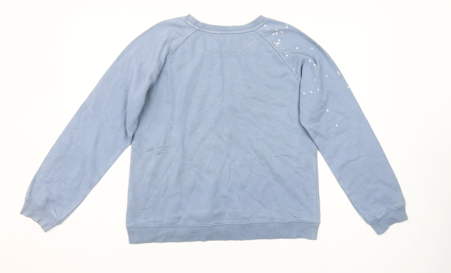 Hush Women Blue Cotton Sequin Sweatshirt M Relaxed Fit