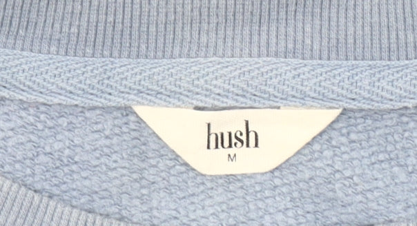 Hush Women Blue Cotton Sequin Sweatshirt M Relaxed Fit