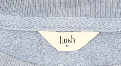Hush Women Blue Cotton Sequin Sweatshirt M Relaxed Fit