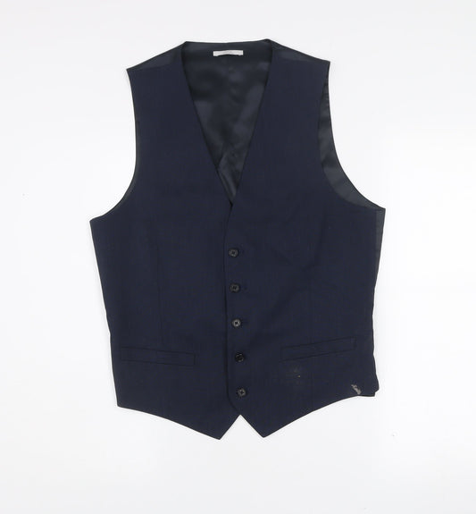 Men’s Blue Wool Blend Waistcoat 38 Chest Regular Fit Classic Style