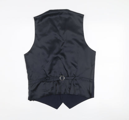 Men’s Blue Wool Blend Waistcoat 38 Chest Regular Fit Classic Style