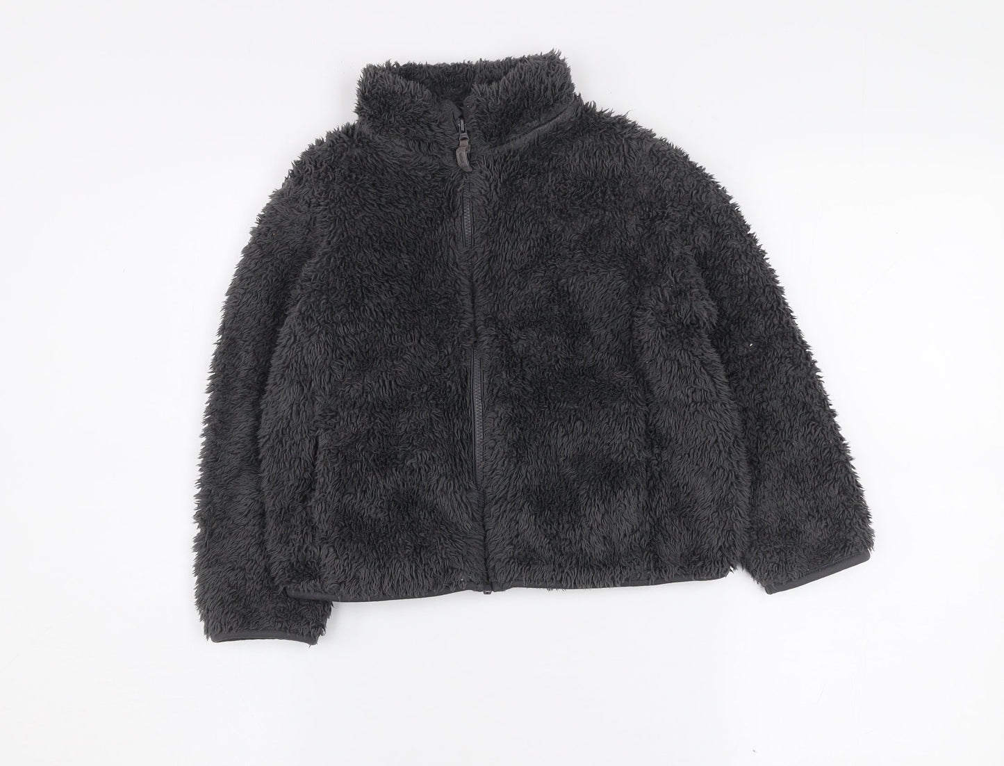 Uniqlo Boys Grey Fleece Full Zip Jacket 6-7 Years Winter Soft Shell