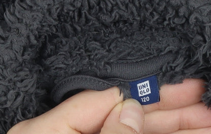 Uniqlo Boys Grey Fleece Full Zip Jacket 6-7 Years Winter Soft Shell