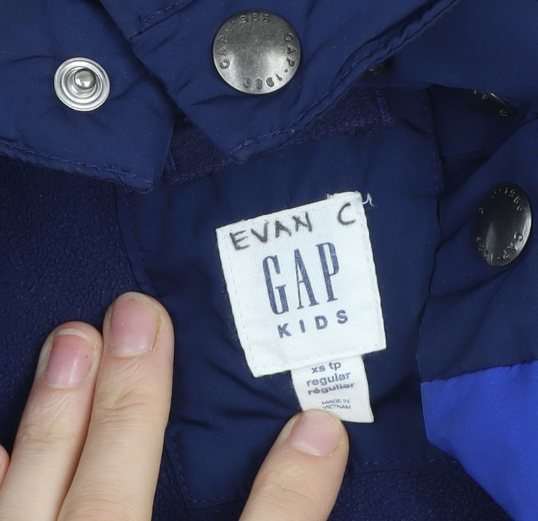 GAP Kids Boys Blue 4-5 Years Puffer Jacket Hooded Winter Coat