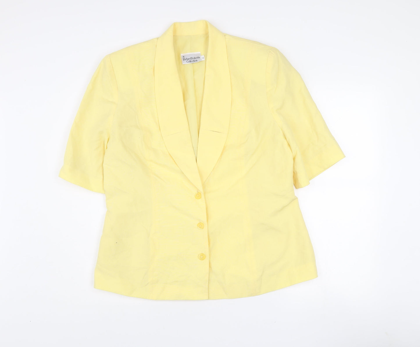 Richard Roberts Collection Women's Yellow Shawl Collar Linen Blend Blazer Size 16