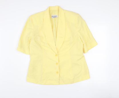 Richard Roberts Collection Women's Yellow Shawl Collar Linen Blend Blazer Size 16