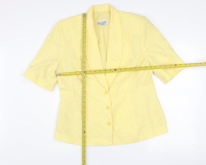 Richard Roberts Collection Women's Yellow Shawl Collar Linen Blend Blazer Size 16
