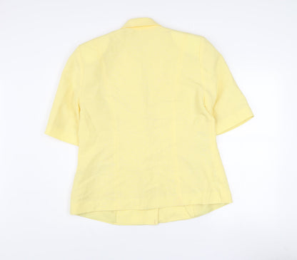 Richard Roberts Collection Women's Yellow Shawl Collar Linen Blend Blazer Size 16