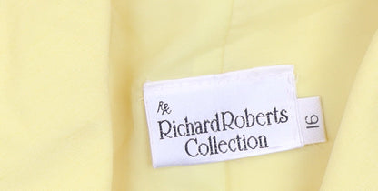 Richard Roberts Collection Women's Yellow Shawl Collar Linen Blend Blazer Size 16