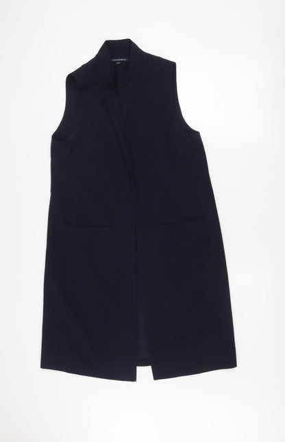 French Connection Women's Black Sleeveless Mid-Length Waistcoat Size 8