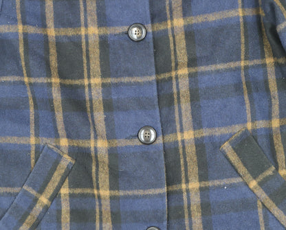 Cooperative Women's Blue Check Wool Pea Coat Lined Mid-Length L