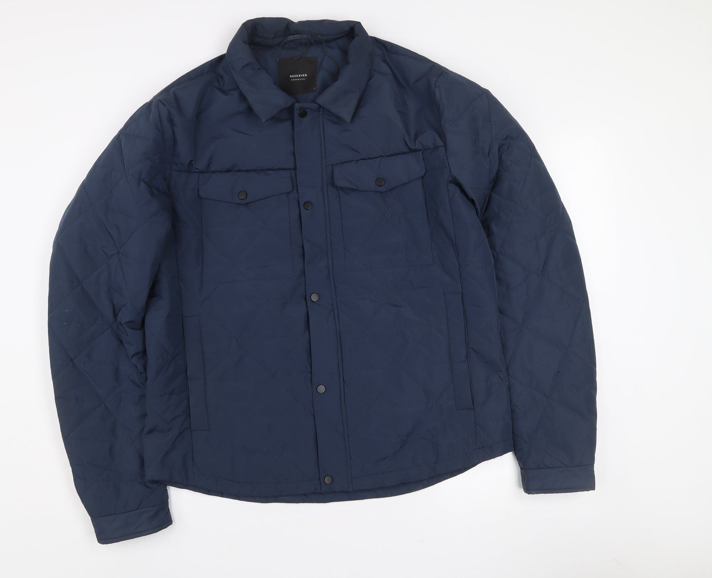 Reserved Womens Blue Quilted Mid-Length Lightweight Jacket L