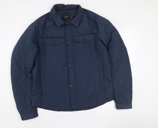 Reserved Womens Blue Quilted Mid-Length Lightweight Jacket L