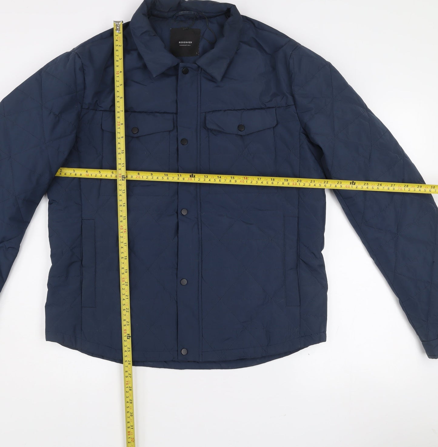 Reserved Womens Blue Quilted Mid-Length Lightweight Jacket L