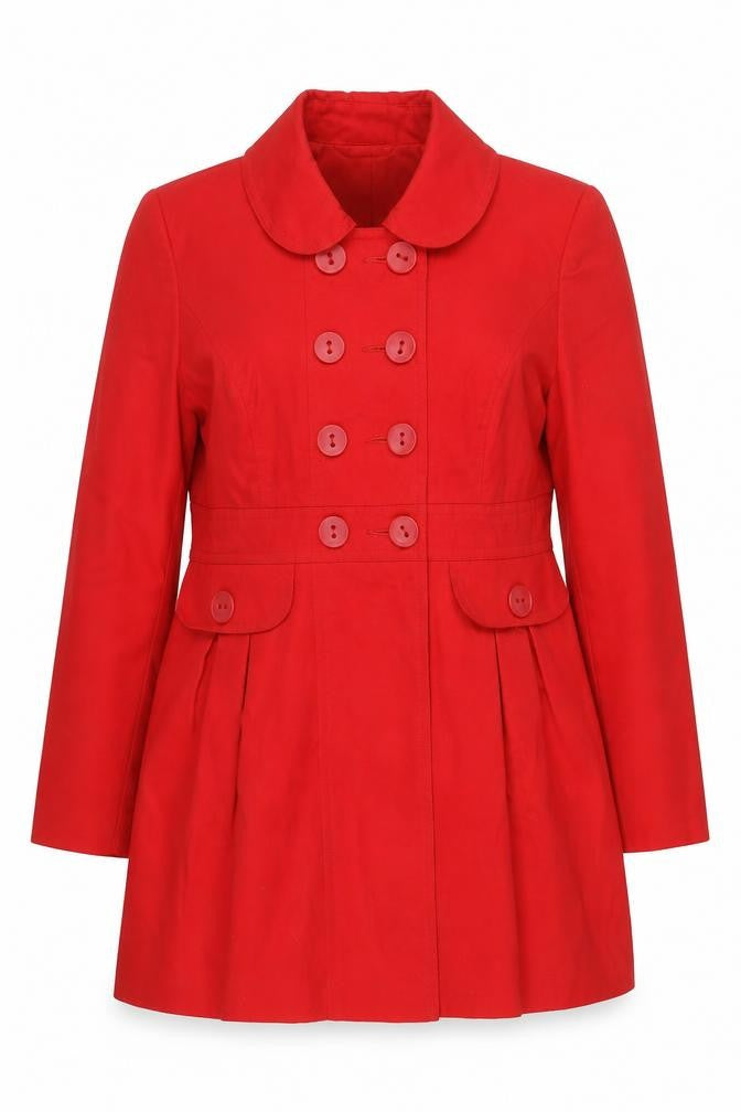 Front view of Dunnes Women's Red Cotton Pea Coat, size 14