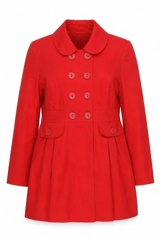 Dunnes Stores Women's Red Cotton Pea Coat Size 14