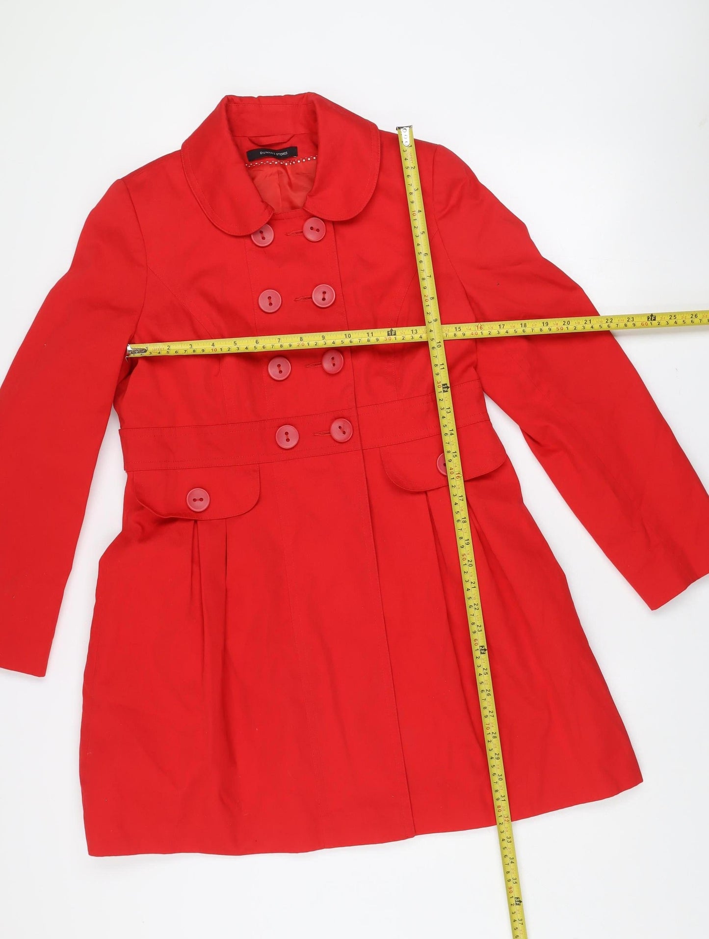 Dunnes Stores Women's Red Cotton Pea Coat Size 14
