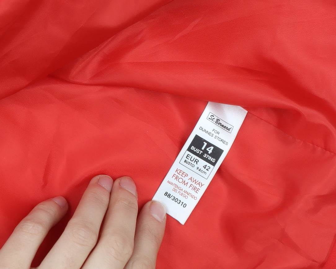 Dunnes Stores Women's Red Cotton Pea Coat Size 14