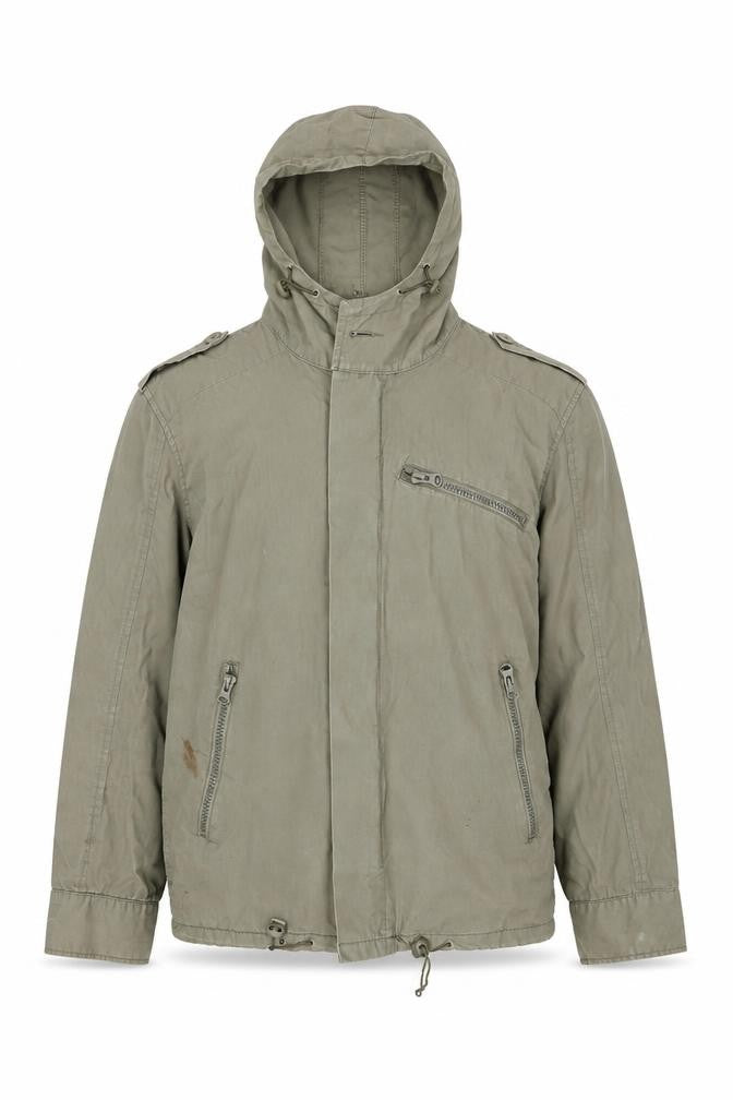 Front view of DENIM Co Men’s Green Cotton Military Hooded Jacket S