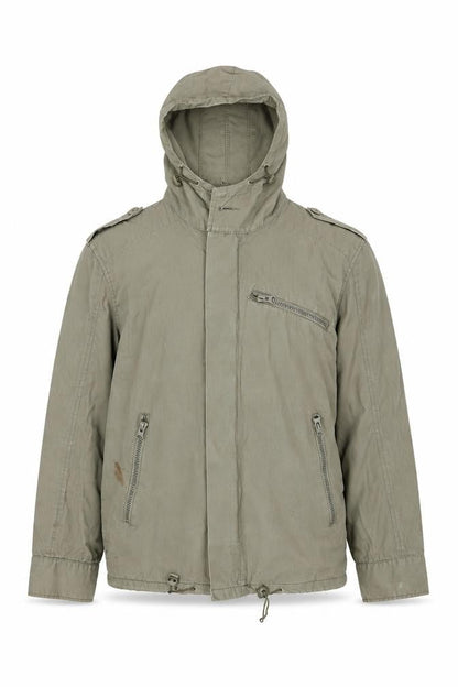 Front view of DENIM Co Men’s Green Cotton Military Hooded Jacket S