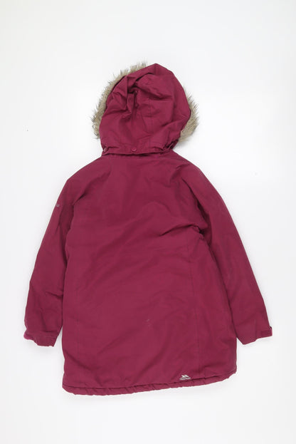 Trespass Girls Purple Waterproof Parka Coat 7-8 Years Hooded Winter Jacket