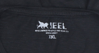 JEEL Womens Black Animal Print Flag T-Shirt 2XL