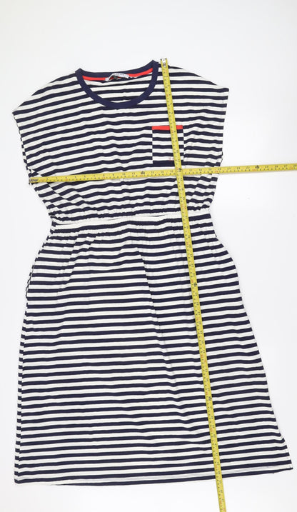 Kelly & Grace Women’s Blue Striped Sleeveless T-Shirt Dress XL Viscose