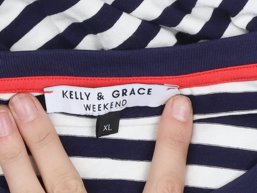 Kelly & Grace Women’s Blue Striped Sleeveless T-Shirt Dress XL Viscose