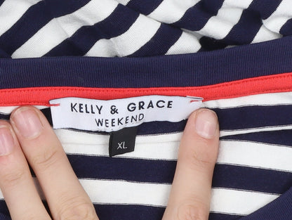 Kelly & Grace Women’s Blue Striped Sleeveless T-Shirt Dress XL Viscose