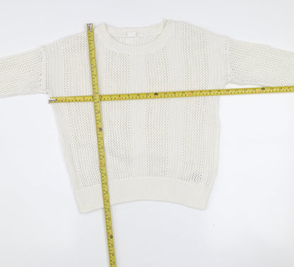 Gap Women’s White Cotton Open-Knit Crew Neck Jumper XS