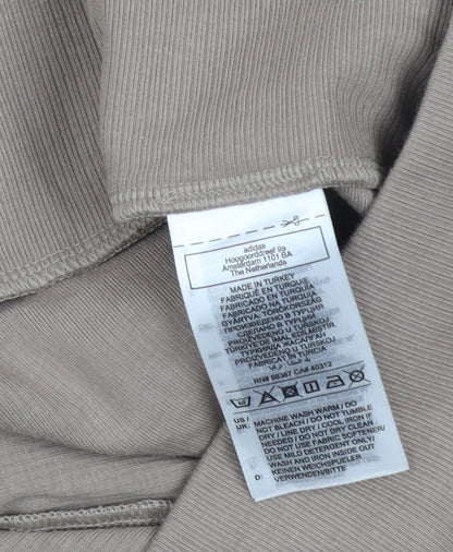 adidas Womens Beige Ribbed Leggings Medium Stretch Activewear