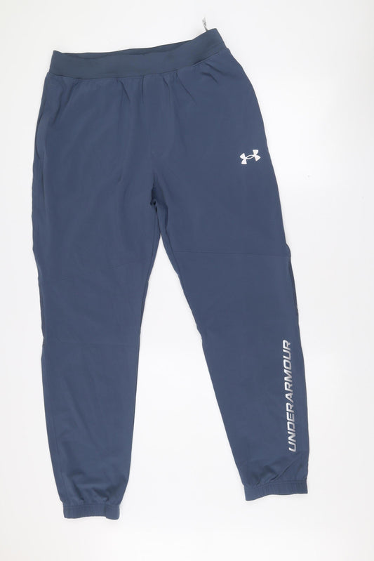 Under Armour Men Blue L Jogger Sweatpants Elastic Waist Polyester Blend
