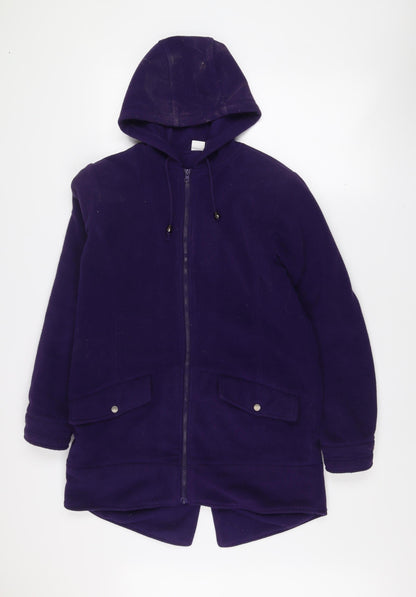 Cotton Traders Womens Purple Fleece Hooded Zip Jacket Size 10